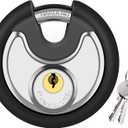 Puroma Keyed Padlock, Stainless Steel Discus Locker Lock Heavy Duty Locks with 3 Keys, Waterproof Gate Storage Unit Lock with Rubber Bumper for Warehouse, Gym Storage Locker, and Outdoors (1 Pack) (Large, Black)