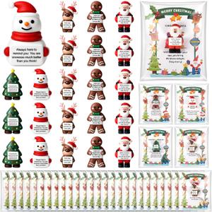 Gejoy 25 Set Positive Mini Figurines Gifts Miniature Emotional Mini Rubber Toy with Positive Card Gift Bags Inspirational Birthday Gifts for Coworkers Employees (Santa Style)