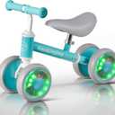 Balance Bike for 1 Year Old Boys Girls Colorful Lighting Baby Balance Bike Toys First Ride on Toys 10-24 Month Toddler 12-24 Month First Bike Infant Birthday Gift Baby Walker Bike with Adjustable Seat, (Blue)