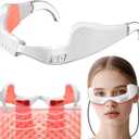 Under Eye Red Light Therapy Device, 650nm Red Light Therapy Eye Massager for Relieve Eye Bags, Eye Fatigue, Dark Circles, with Glasses Strap, Light-Weight, Hands-Free Use (White)