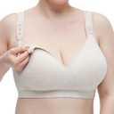 Momcozy Busty Nursing Bras, U.S.Cotton Wirefree Fixed Padded Maternity Bra, Full Coverage Adjustable Fit (Beige, XL)