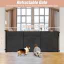 Reinforced 42" Tall x 75" Wide Retractable Baby Gate with Support Rods - Prevents Crawling Under Extra Tall Pet Gate Indoor Mesh Gate Outdoor Long Baby Gate Tall Dog Gates for Doorways, Black