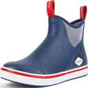 Showave Men's Deck Boots Waterproof Ankle Rubber Rain Boots Non-slip Boat Booties for Sailing Fishing and Outdoors (8, Navy)