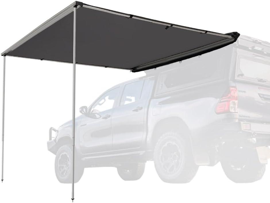 SanHima Vehicle Awning 4.6ft x 6.6ft - Roof Rack Pull Out Side Awning 30ft Sun Shade UPF50+ Weatherproof for Camping Car SUV Truck Van (Gray)