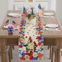 XCHI Colorful Patriotic Flowers Cross Cardinals America Memorial Day Table Runner Patriotic Table Decoration for Party Home Kitchen Dining Holiday Decor 13x120 Inch