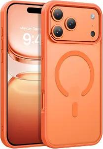DUEDUE for iPhone 17 Pro Case Magnetic [Compatible with Magsafe], Translucent Matte Back Protective Cover Anti-Scratch Shockproof Phone Case for iPhone 17 Pro 6.3", Orange