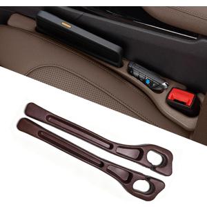 Car Seat Gap Filler Organizer of 2 - No Drop Seat Guard, Universal Car Seat Gap Filler, Durable Non-Slip Material, Easy 10-Second Install for Cars, Trucks & SUV (Brown)