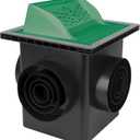 4 Outlet Catch Basin Kit 12X12 inch with Debris Basket and Downspout Grate,Fit for 4 Size(2, 3, 4 and 6)inch Pipe,Catch Basin for Drainage,Square rain water catching system,For Lawns, Landscaped Areas (Balck)