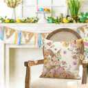 Easter Bunny Throw Pillow Covers 20x20 Inch, Egg Rabbit Floral Spring Cushion Case, Farmhouse Easter Indoor Outdoor Decor for Sofa Couch (Pink)