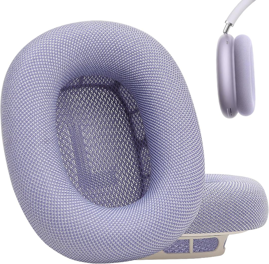 Purple Replacement Earpads Compatible with AirPods Max with Breathable Mesh Fabric, Memory Foam& Gel (2024 Purple)