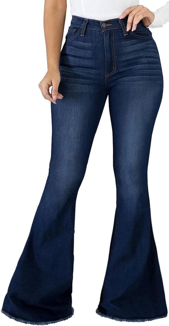 Bell Bottom Jeans for Women Ripped High Waisted Classic Flared Denim Pants (X-Large, 01blue2402)
