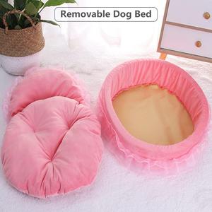 pawstrip Pink Dog Bed Washable Princess Cat Couch Soft Plush Pet Sofa Nest Mat Snuggle Kitten Puppy Cave Beds Cute Cozy Kitten Doggy Kennel Cushion Small Medium Dogs Cats Sleeping Pad (S, Pink)