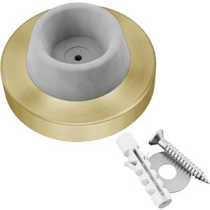 Stainless Steel & Rubber Wall-Mounted Door Stopper by NYCO Architectural Hardware- Heavy Duty Round Door Bumper for Wall & Door Protection- Modern Universal Door Slam Stopper