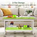 YOSHOOT 39.4" Farmhouse Coffee Table, Small Coffee Tables for Living Room