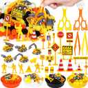 135 Pcs Construction Sensory Bin Items Construction Counting Sorting Sensory Bin Filler Fine Motor 5 Vehicles 14 Road Signs 4 Worker Figures Counts for Valentine Sorting Counting Decor