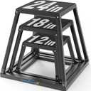 GanFindX Plyometric Jump Box Set, 12/18/24 Inch Steel Plyo Box, Heavy Duty Plyometric Platform with Anti Slip Surface, Fitness Exercise Step Up Box for Home Gym Training, Agility and Strength Conditioning