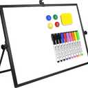 Small Monthly Calendar Dry Erase Whiteboard for Wall, 16in x 12in Magnetic Dry Erase Board, Hanging Double-Sided White Board, Portable Board for Drawing, Kitchen, Planning, Memo, School, Home, Office (Black)