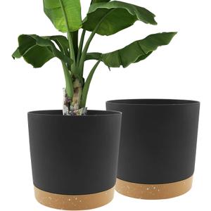 QCQHDU 12 inch Plant Pot, 2 Pack Planters for Indoor Plants with Drainage Holes & Saucer, Outdoor Flower Pots Home Garden Modern Decor