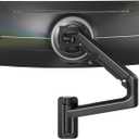 monTEK Monitor Wall Mount for 17-57 up to 59.4 lbs Ultrawide Screens, Single Heavy-Duty Aluminum Gas Spring Monitor Arm with Full Motion Adjustment, VESA 75x75/100x100 Compatible, Black