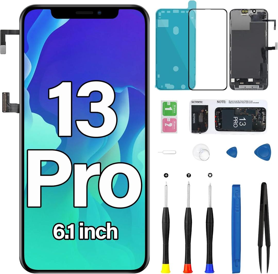 for iPhone 13 Pro Screen Replacement Kit with Earpiece Flex Cable Proximity Sensor 3D Touch LCD Screen Display Digitizer A2483 A2636 A2638 A2639 A2640 6.1 inch