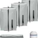 Vacuum Bag for Travel, Professional IPX8 Waterproof Reusable Vacuum Compression Bags for Travel Suitcases, Durable Space Saver Bag(3 PACK,With Pump) (Grey)