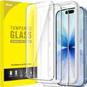 JETech Screen Protector for iPhone 17 6.3-Inch, Tempered Glass Film with Easy Installation Tool, 9H Hardness, Case-Friendly, 3-Pack