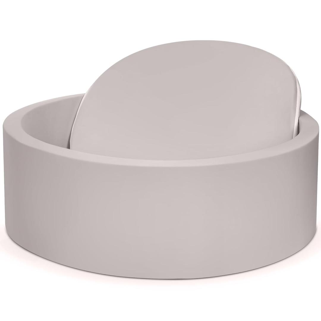 Foam Baby Ball Pit 35.4"x 11.8" for Toddlers, Soft Round Kiddie Playpen Ball Pool for Kids with Soft Memory Sponge for Babies Indoor Game(Balls not Included) Light Gray 35.4IN