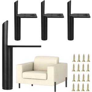 APACALI 4 Inch Metal Furniture Leg Black 4PCS Replacement Couch Legs Cabinet Feet Modern Furniture Legs DIY Sofa Feet with Screws for Cupboard Table