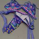 COZYEASE Women's Bikini Sets 2 Piece Halter Triangle Allover Print Swimsuit Set Boho Knot Side Bathing Suit Set, Large