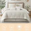 LANCO MODERN LIFESTYLE 7 Piece King Comforter Set, Beige, Elegant Jacquard with Patchwork, Stylish and Cozy Bedding Collection, Premium Bedding Set with Bedskirt, Shams and Pillows