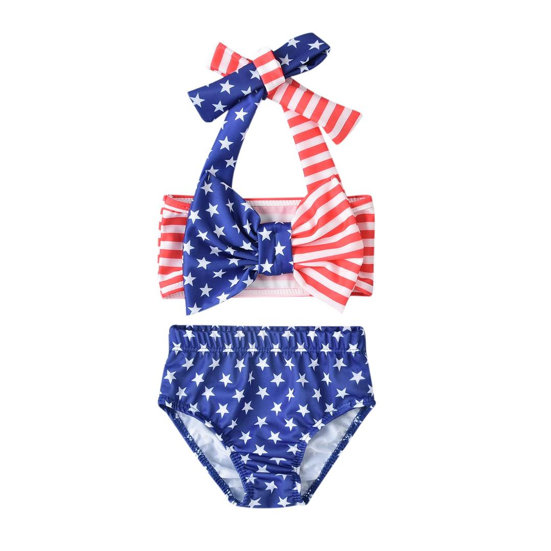 Aalizzwell Baby Girl Bathing Suit, Toddler Girls Two Piece Swimsuit Halter Top Bikini Bottoms Swimming Suit, Size 100 