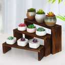 Desk Plant Stand, Windowsill Plant Shelf 3-Tier Wooden Tabletop Plant Shelves Small Countertop Desktop Shelf for Succulent Cupcake Stands Spice Rack