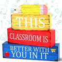 4 Pcs Teacher Appreciation Wooden Tiered Tray Decor, 2.2 x 3.3 inches