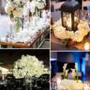 Flojery Silk Hydrangea Heads Artificial Flowers Heads with Stems for Home Wedding Decor,Pack of 10 (White)