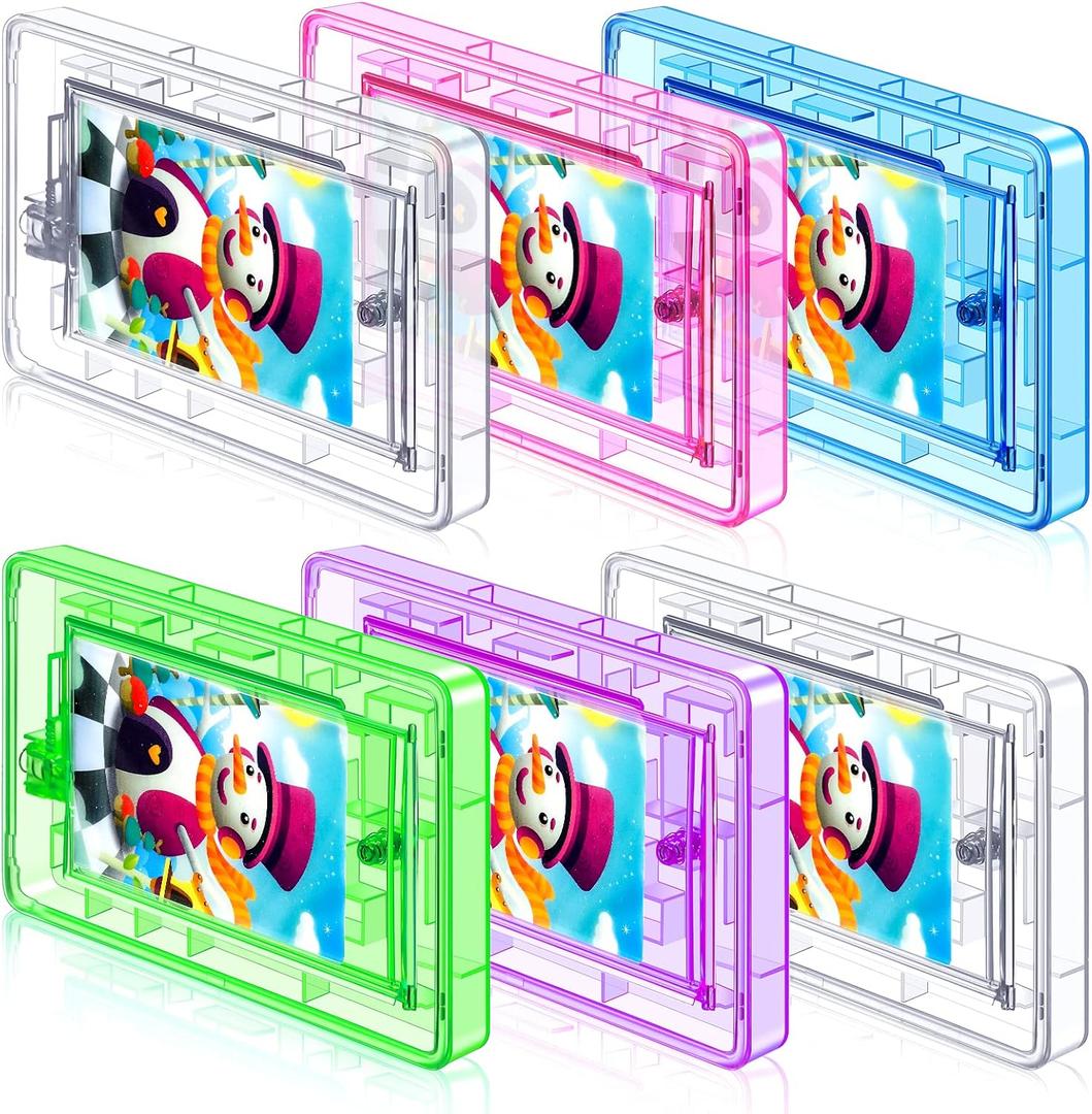 6 Pcs Plastic Card Maze Puzzle Money Holder Game Boxes for Teens Gifts Birthdays Party Favors