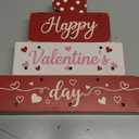 Valentines Decor Wooden Sign 13 LED Lights Happy Valentine's Day Set Light up Wood Block Set Farmhouse Battery Operated Romantic Decorations for Table Mantle Centerpiece Tiered Tray Gifts
