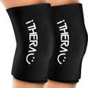 iTHERAU Knee Ice Pack Wrap 2 Pack, Reusable Gel Cold Pack with Cold/Hot Therapy, Cold Compression Sleeve for Elbow, Knee, Calf & Ankle for Pain Relief, Swelling, Surgery, Sports Injuries -Black, M