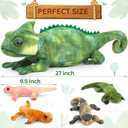 5Pcs Giant Lizard Plush, 27" Mother Iguana Stuffed Animal with 4 Baby Lizard Plushies, Bearded Dragon Plush Toy for Kids Boys Girls, Stuffed Chameleon for Christmas Birthday Gift