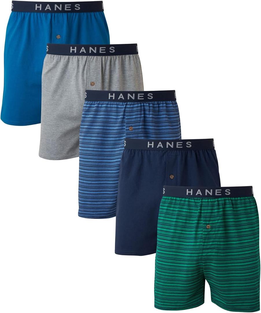 Hanes Men's 5-Pack Ultimate Dyed Exposed Knit Boxer with ComfortFlex Waistband-Assorted Colors XL
