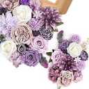6Pcs Artificial Flowers（No Vase）(Light Purple)