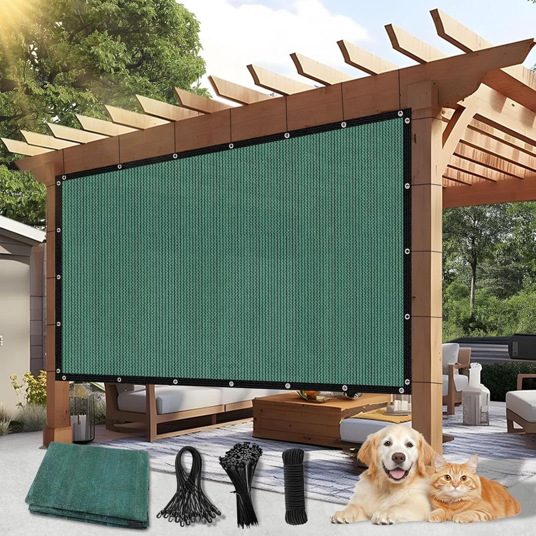90% Outdoor Sun Shade Cloth, 10' x 12' Pergola Shade Cover with Grommets, Privacy Screen Sunshades for Patio Garden Backyard Plant, Green