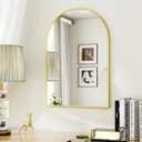26"x 38" Arched Bathroom Wall Mirror with Gold Metal Frame, Modern Arch-Top Wall Mirror for Vanity, Entryway or Bedroom, HD Reflection, Shatterproof Glass