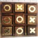 HIGRADE 6" Wooden Tic Tac Toe Game - Handmade Table Top, Family Drawing Room Party, Premium Quality Travel Board Game 1.5 Inch Blocks Both Sides Brass 0X, Safer Than Electronic Electric Bolt Game
