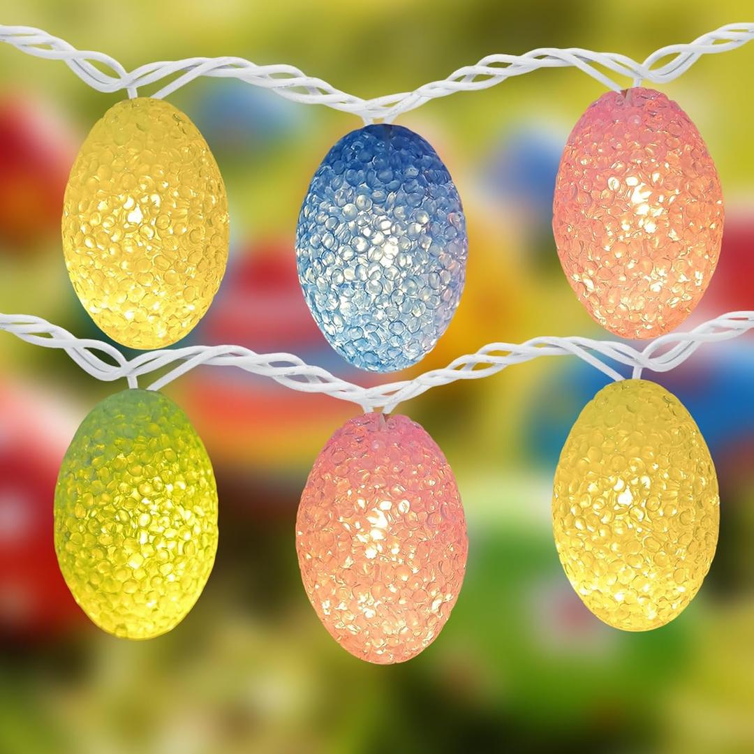 Easter Outdoor Lights 8.2Ft 10 LED Pastel Egg Light Shatterproof, Connectable Fairy Easter Egg Lights String Plug in for Indoor Home Porch Patio Garden Spring Party Decor