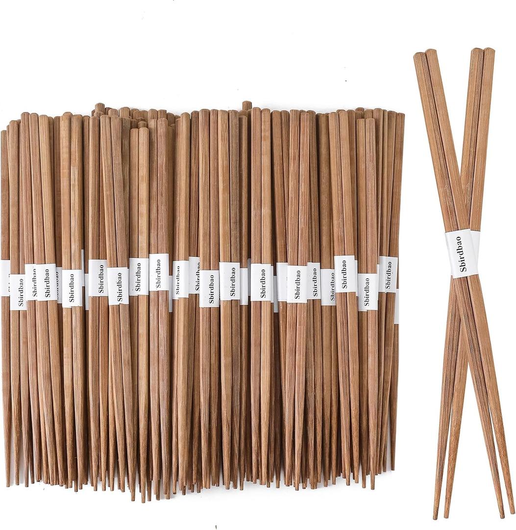 100 pairs Bamboo Disposable Separated Chopsticks With Paper Band Japanese and Chinese Wooden for Sushi Ramen Restaurant, 9.5 Inches(Brown)