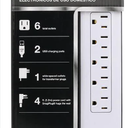 Prime Wire & Cable Prime Wire PB525106 6-Outlet Electronics Surge Protector with 14/3 SJT 4 Foot Cord and USB Charger, White