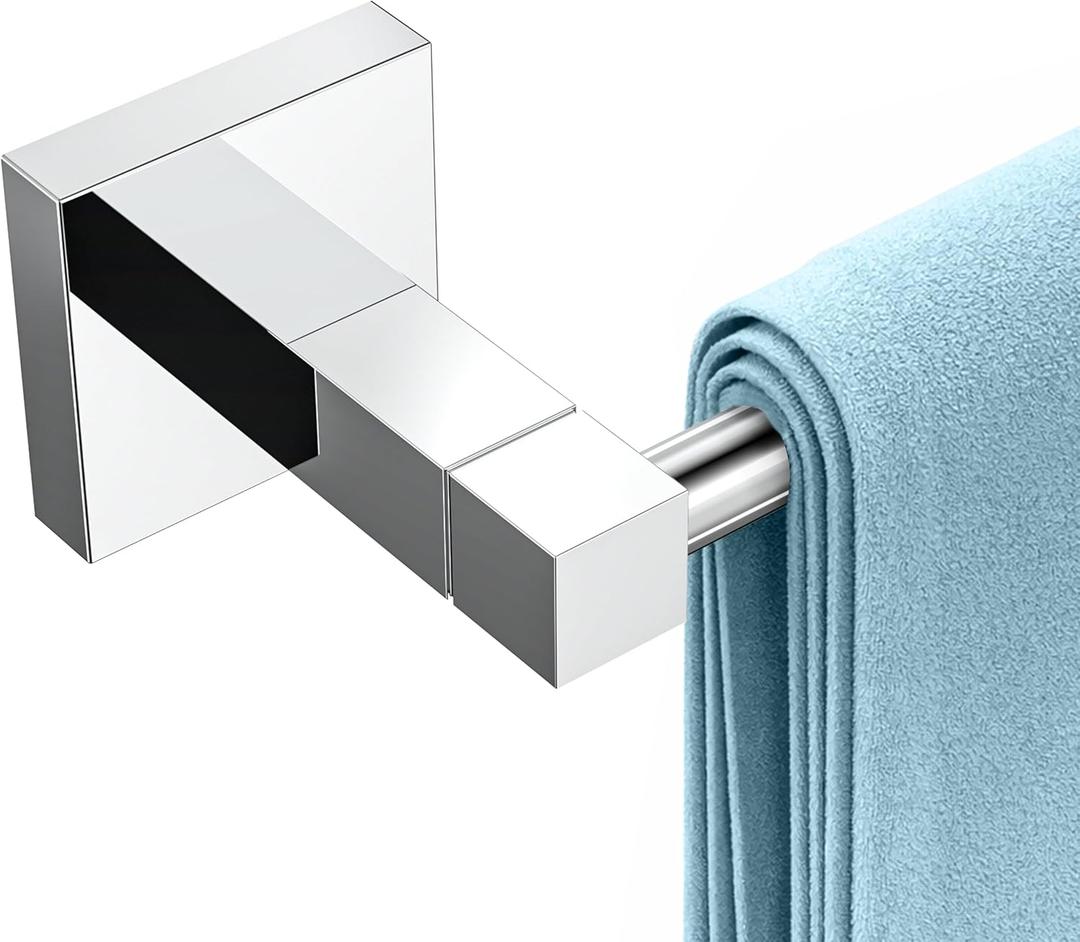 RUACQ Chrome Towel Bar 18 inch, 304 Stainless Steel Towel Racks for Bathroom Wall Mounted, Heavy Duty Bath Towel Rod with Square Base(Chrome)