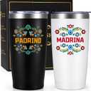 Gtmileo Godparents Proposal Gift, Padrinos Madrina Proposal Gift, Padrinos De Bautizo Propuesta Stainless Steel Insulated Tumbler Set, Christmas Birthday Gifts for Godmother Godfather In Spanish, 20Oz (1-Black)