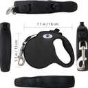 16ft Retractable Dog Leash for Large Breed Dogs up to 110 lbs with a Detachable Chew Proof Extender Wire Ropes (Black L)