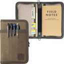 Diodrio 3.5 x 5.5 Journal Cover for Field Notes Moleskine Cahier YKK Zipper, A Rugged Waxed Canvas Cover for Pocket Notebook Journal Sketchbook with Pen Holder, Water Resistant, Olive.